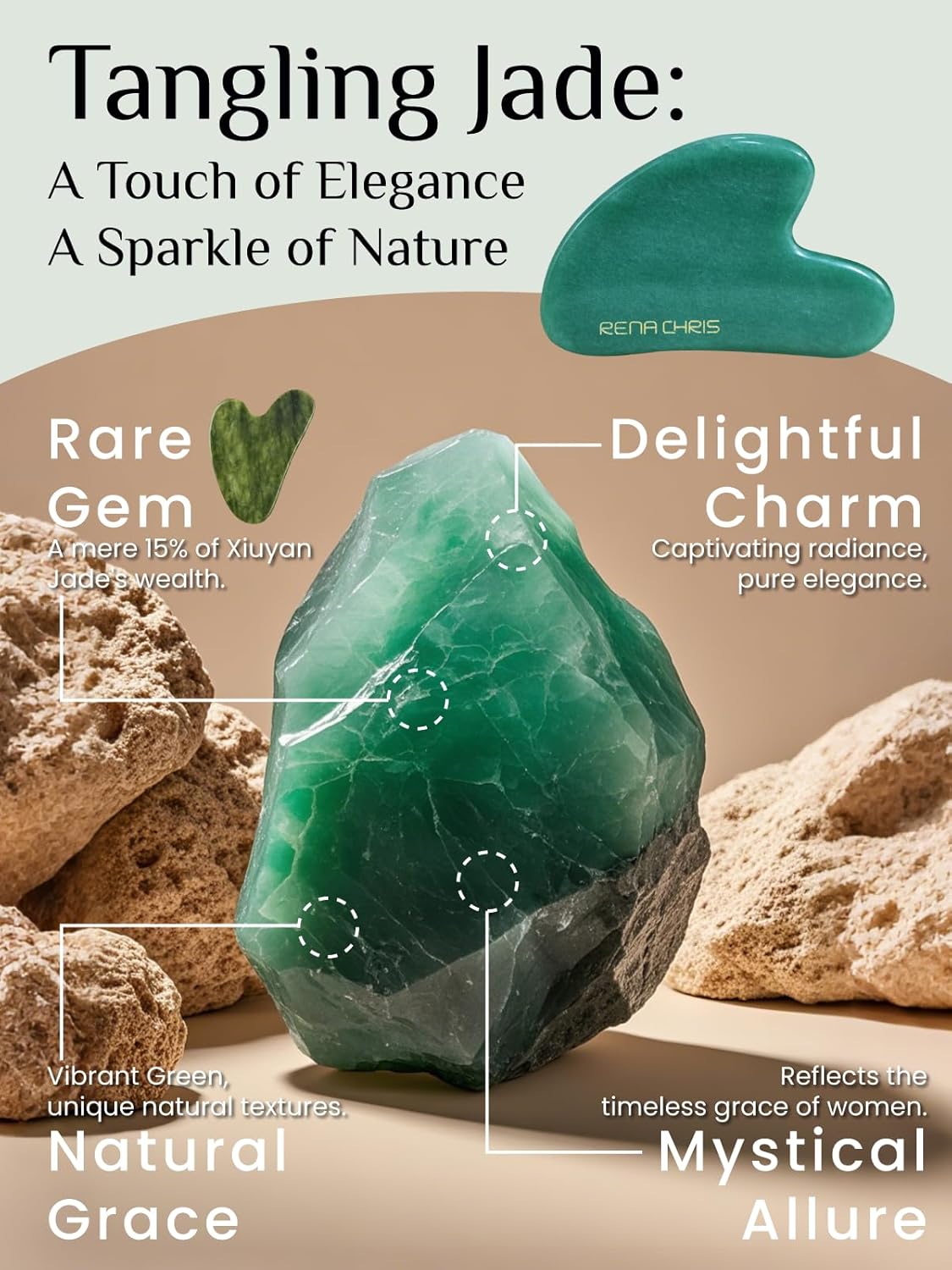Gua Sha Facial Tools, Natural Jade Stone