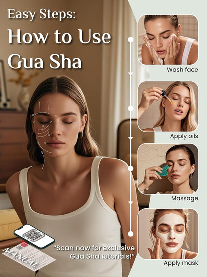 Gua Sha Facial Tools, Natural Jade Stone